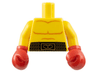 Torso Bare Chest with Body Lines and Black Boxing Belt Pattern / Yellow Arms / Red Boxing Gloves