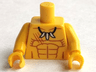 Torso Bare Chest with Medium Nougat Muscles Outline, Dark Orange Scratches, White Animal Tooth / Claw Necklace Pattern / Yellow Arms / Yellow Hands