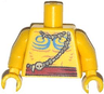 Torso Bare Chest with Muscles Outline, Blue Body Paint, Bone Necklace and  Red Belt Pattern / Yellow Arms / Yellow Hands