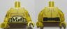 Torso Bare Chest with Muscles Outline and Belt Buckle with Gold World Map Pattern / Yellow Arms with Medium Azure and Dark Purple Stripes Pattern / Yellow Hands