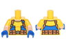 Torso T-Shirt with Blue Side Panels and Utility Belt with 'T' Buckle Pattern / Light Nougat Arms with Molded Yellow Short Sleeves Pattern / Blue Hands