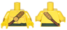 Torso Bare Chest with Reddish Brown and Gold Strap and Dark Green Waist Sash Pattern / Yellow Arms with Gold Cuffs Pattern / Yellow Hands