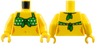 Torso Female with Green Tied-On Bikini Top with White Dots Pattern / Yellow Arms / Yellow Hands