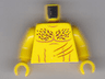 Torso Bare Chest with Muscles Outline and Curly Hair, Slash Marks Pattern / Yellow Arms / Yellow Hands