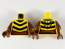 Torso Female, 3 Black Chevron Stripes, Reddish Brown Midriff Pattern / Reddish Brown Arms with Yellow and Bright Light Orange Cuffs Pattern / Reddish Brown Hands