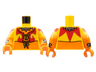 Torso Yellow Vest, Red Fire, Silver Spiked Collar Pattern / Orange Arms with Yellow Short Sleeves, Red Flame, Silver Spike Cuff Pattern / Orange Hands