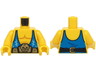 Torso with Muscles Outline, Blue Tank Top with Medium Blue Lightning Bolts, Black and Gold Wrestling Belt Pattern (BAM) / Yellow Arms / Yellow Hands