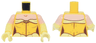 Torso Female Dress with Bright Light Yellow Trim, Gold Sparkles, Light Nougat Neck Pattern / Bright Light Yellow Arms with Molded Light Nougat Short Sleeves Pattern / Bright Light Yellow Hands