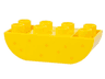 Duplo, Brick 2 x 4 Slope Curved Inverted Double with Bright Light Orange Dots Pattern
