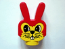 Duplo Figure Head Animal 2 x 2 Base Bunny / Rabbit with Fixed Red Ears and Hair with Large Face with Whiskers Pattern