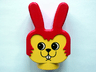 Duplo Figure Head Animal 2 x 2 Base Bunny / Rabbit with Fixed Red Ears and Hair with Small Face without Whiskers Pattern