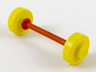 Wheel Pair Small with Center Stud Fixed on Red Axle (Fabuland Stroller / Skateboard)