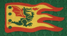 Cloth Flag 8 x 5 Wave with Red Border and Green Dragon Pattern - Single-Sided Print