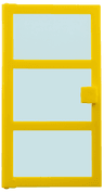 Door 1 x 4 x 6 with 3 Panes and Square Handle with Fixed Trans-Light Blue Glass