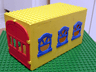 Fabuland Garage Block 10 x 20 x 9 with Blue Windows and Red Doors