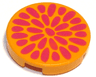Tile, Round 2 x 2 with Radiating Magenta Teardrops / Flower Center Pattern