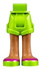 Mini Doll Hips and Shorts Folded Hem with Medium Nougat Legs and Lime Shoes with Magenta Stripes Pattern - Thick Hinge