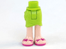 Mini Doll Hips and Skirt Wrap with Light Nougat Legs and Magenta Sandals with Straps and Stars Pattern - Thick Hinge