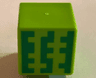 Minifigure, Head, Modified Cube with Pixelated Vertical Green Stripes Pattern (Minecraft Melon)