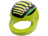 Minifigure, Headgear Helmet Motorcycle (Standard) with Green Stripes, Black and Neon Green Bars Pattern