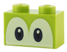 Brick 1 x 2 with Dark Blue and Black Eyes on White Background Pattern (Super Mario Yoshi)