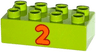 Duplo, Brick 2 x 4 with Number 2 Orange Pattern