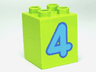 Duplo, Brick 2 x 2 x 2 with Number 4 Medium Blue Pattern