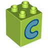 Duplo, Brick 2 x 2 x 2 with Letter C Medium Azure Pattern