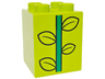 Duplo, Brick 2 x 2 x 2 with Green Stem and 4 Black Outlined Leaves Pattern
