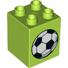 Duplo, Brick 2 x 2 x 2 with Football and Deflated Football on Reverse Pattern (Soccer Ball)