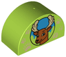 Duplo, Brick 2 x 4 x 2 Slope Curved Double with Deer Head in Circle and Paw Prints Pattern