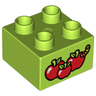 Duplo, Brick 2 x 2 with 3 Red Apples and Worm Pattern