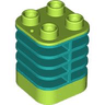 Duplo Brick 2 x 2 x 2 Ribbed - Center Flush with Edge with Molded Flexible Rubber Dark Turquoise Fins Pattern