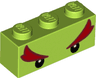 Brick 1 x 3 with Black Eyes and Large Red Eyebrows Pattern (Super Mario Bowser Jr. Upper Face)