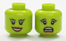 Minifigure, Head Dual Sided Alien Female SW Twi'lek with Black Arched Eyebrows, Eyelashes, Red Lips, Smile / Scared Pattern