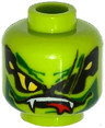 Minifigure, Head Alien with Yellow Snake Eyes and Mouth with Fangs and Teeth Pattern