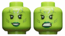 Minifigure, Head Dual Sided Alien Female with Silver Tattoos, Eyelashes, Dark Green Lips, Open Mouth Smile / Angry Pattern