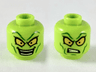 Minifigure, Head Dual Sided Alien Dark Green Eyebrows and Cheek Lines, Large Yellow Eyes, Smile / Confused Pattern