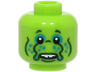 Minifigure, Head Alien Black Eyes, Dark Turquoise Eye Shadow and Dots, Nose with Tentacles, Dark Green Wrinkles, White Teeth Pattern (BAM)
