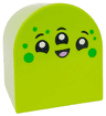 Duplo, Brick 2 x 2 x 2 Slope Curved Double with Alien Face with 3 Black Eyes and Mouth, White Pupils, Medium Lavender Tongue and Green Spots Pattern