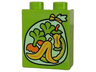 Duplo, Brick 1 x 2 x 2 with Yellowish Green Garbage Bag with Fruit and Vegetable Organic Waste, Banana Peel, Apple Core, Melon Rind, Carrot Stems Pattern