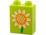 Duplo, Brick 1 x 2 x 2 with Orange and Bright Light Yellow Sunflower with Bright Green Stem Pattern