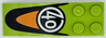 Slope, Curved 6 x 2 with White Number 40 in Circle and Black and Orange Panel Pattern