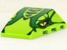 Wedge 4 x 4 Triple Curved No Studs with Snake Head with Dark Green Scales, Green Stripes, and Yellow Eyes Pattern
