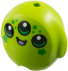 Minifigure, Utensil Pillow Plush Toy with Alien Face with 3 Black Eyes and Mouth, Medium Lavender Tongue and Bright Green Stars Pattern