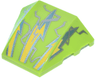 Wedge 4 x 3 Triple Curved No Studs with Yellow, Metallic Light Blue and Silver Lightning Bolts and Electricity Pattern
