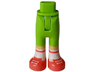 Mini Doll Hips and Trousers with Back Pockets with Molded Medium Tan Lower Legs / Boots and Printed Coral Shoes and White Socks Pattern - Thin Hinge