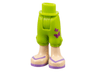 Mini Doll Hips and Trousers Cropped with Magenta Butterflies, Light Nougat Legs, and Medium Lavender Sandals with Straps Pattern - Thick Hinge