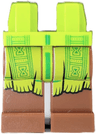 Hips and Reddish Brown Legs with Lime Cloak Ends with Fringe and Bright Green Hourglasses Pattern