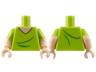 Torso V-Neck T-Shirt with Light Nougat Neck Pattern (Shaggy) / Light Nougat Arms with Molded Lime Short Sleeves Pattern / Light Nougat Hands